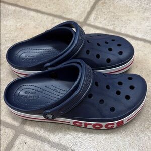 CROCS Navy and Red Clogs